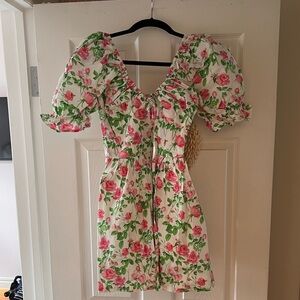 GUC Hill House Home Ophelia mini dress, pink roses, size small